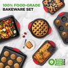 image:imageNutriChef 10Piece NonStickBakewareSet  Premium Carbon Steel BakingPansSet with Silicone Handles  Oven amp Dishwasher Safe  Complete BakingSheetSet for Cookies Muffins Loaf PizzaBlack